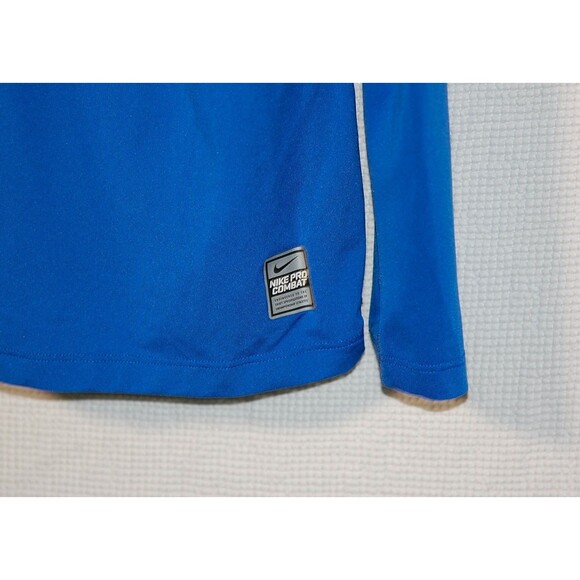 Nike Pro Combat Shirt Mens Medium Blue Long Sleeve Core Fitted Stretch Dri-Fit - Picture 4 of 8